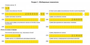 Пример заполнения раздела № 1 отчета 6-НДФЛ